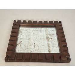 Square Mirror with Carved Wood Frame with a Dentil Frieze, | Maison Barrois