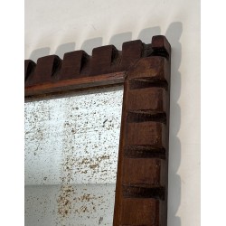 Miroir Carré à Encadrement en Bois Sculpté à Frise de Dent | Maison Barrois