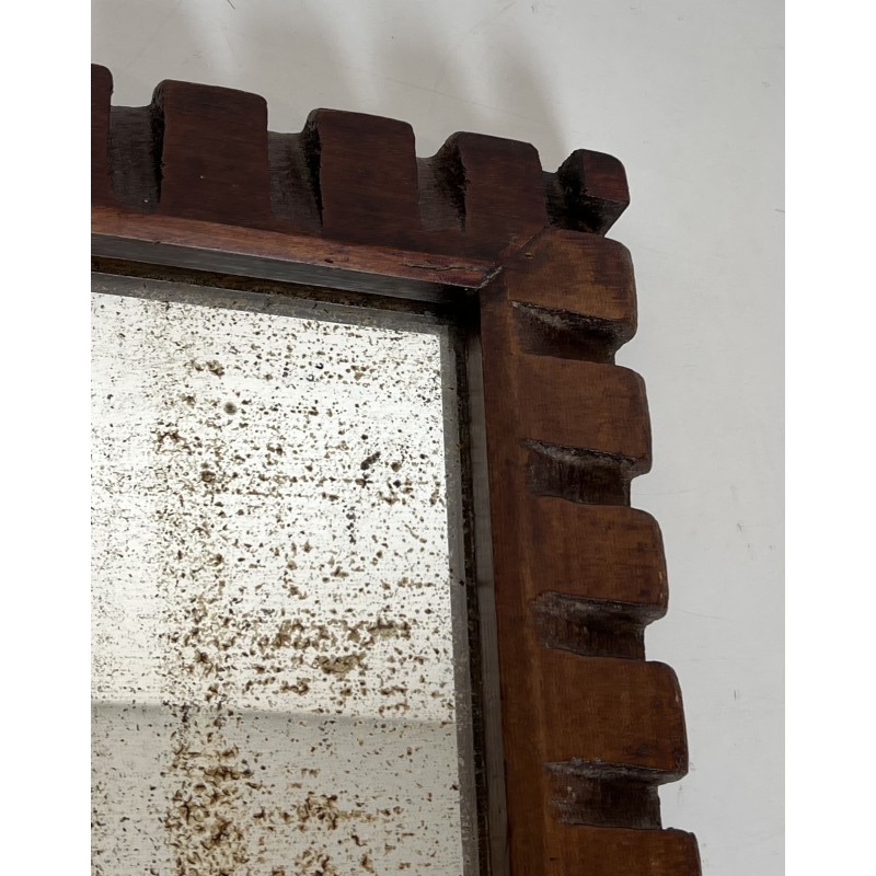 Square Mirror with Carved Wood Frame with a Dentil Frieze, | Maison Barrois