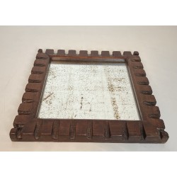 Square Mirror with Carved Wood Frame with a Dentil Frieze, | Maison Barrois