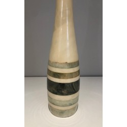 Lampe de Table en Marbre à Incrustations de Marbres Colorés, Travail Français, vers 1970