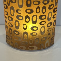 Cylindrical Ambient Lamp in Orange Resin Inlaid with Bambo | Maison Barrois