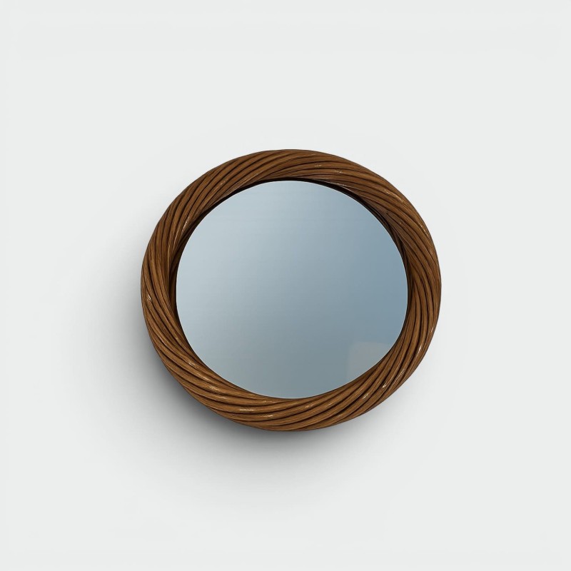 Round Twisted Rattan Mirror, Riviera Work, Circa 1960 | Maison Barrois