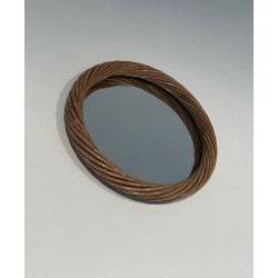 Round Twisted Rattan Mirror, Riviera Work, Circa 1960 | Maison Barrois