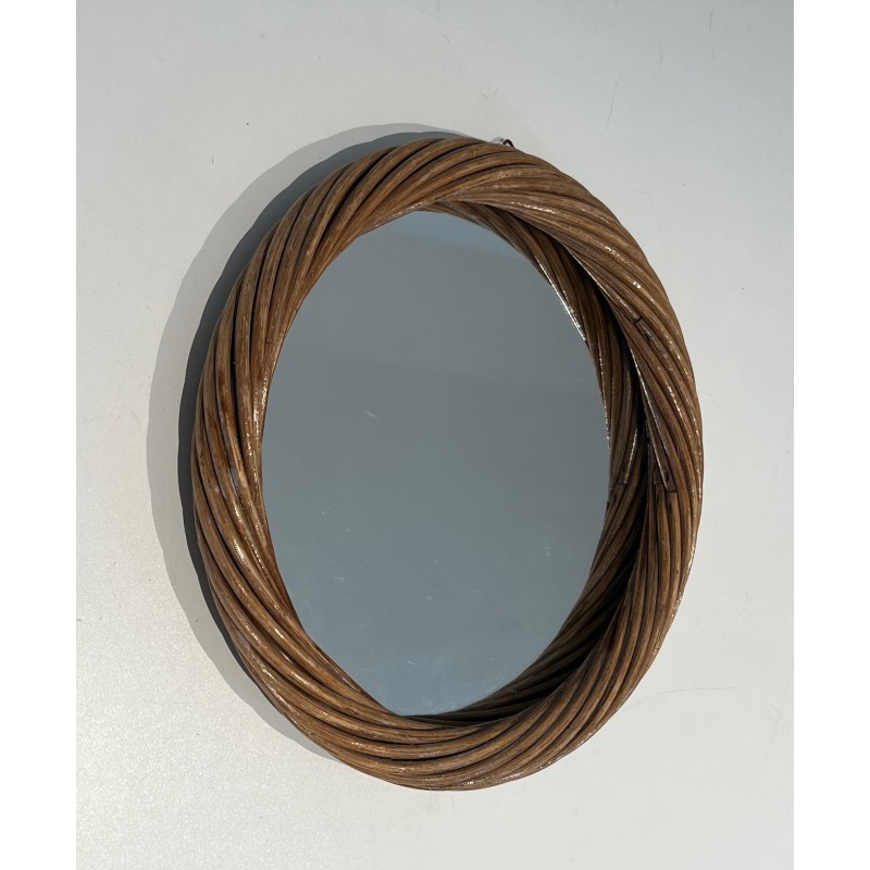 Round Twisted Rattan Mirror, Riviera Work, Circa 1960 | Maison Barrois
