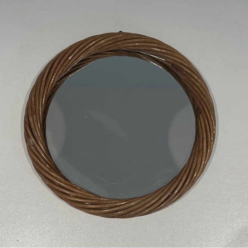 Round Twisted Rattan Mirror, Riviera Work, Circa 1960 | Maison Barrois