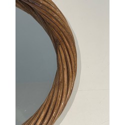 Round Twisted Rattan Mirror, Riviera Work, Circa 1960 | Maison Barrois