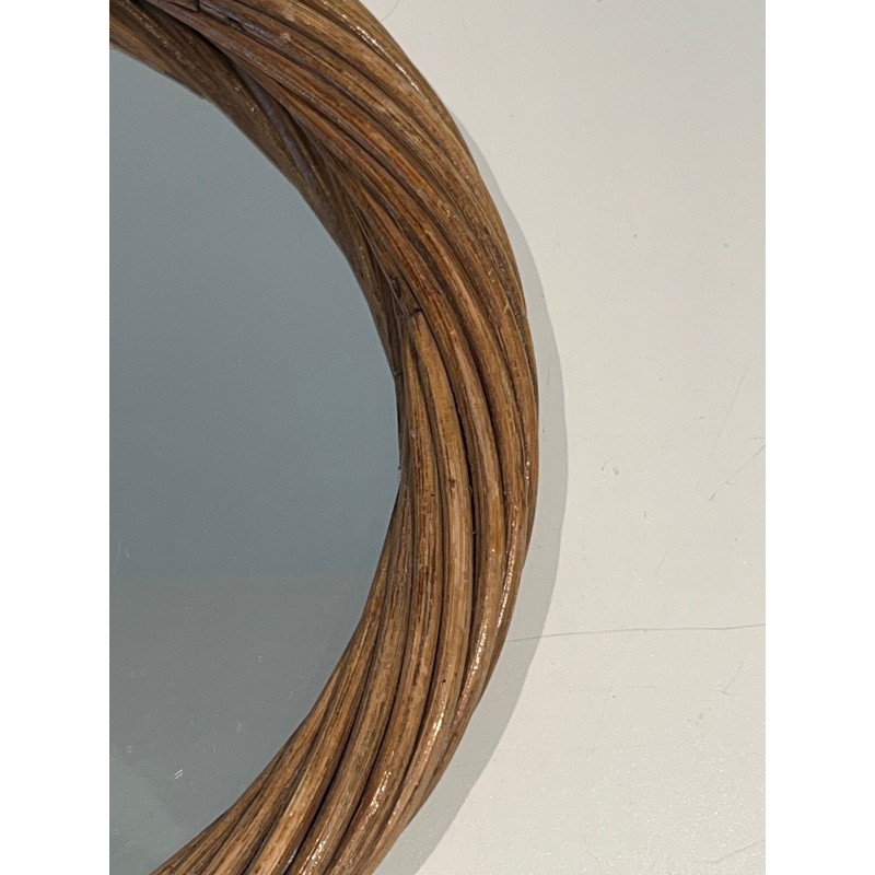 Round Twisted Rattan Mirror, Riviera Work, Circa 1960 | Maison Barrois