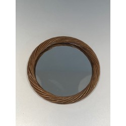 Round Twisted Rattan Mirror, Riviera Work, Circa 1960 | Maison Barrois