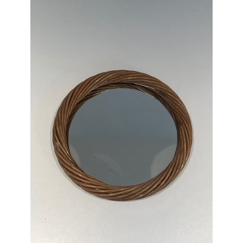 Round Twisted Rattan Mirror, Riviera Work, Circa 1960 | Maison Barrois