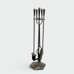 Modernist Fireplace Companion Set with Chrome Stand, French Design circa 1970