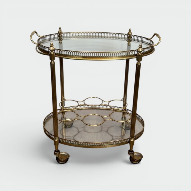 Table Roulante Ovale Laiton, Goût Maison Jansen, Art Déco, vers 1940 | Maison BARROIS