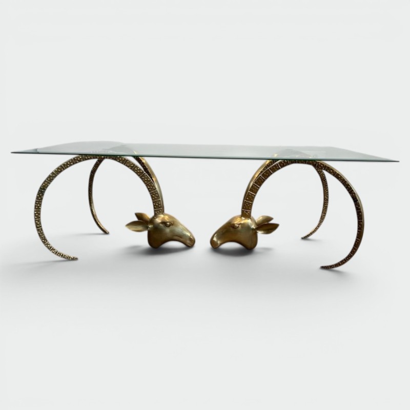Table Basse «Aux Mouflons» en Laiton, Alain Chervet, vers 1970 | Maison BARROIS