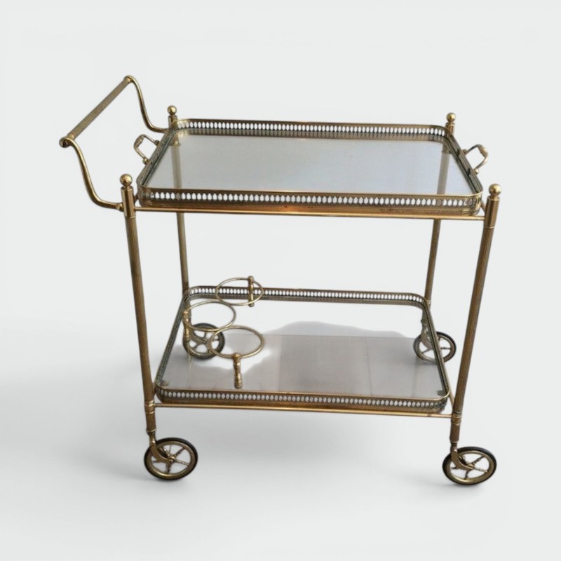 Neoclassical Brass Drinks Trolley with Removable Trays, French Work, circa 1940 | Maison BARROIS