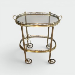 Neoclassical Oval Brass Drinks Trolley, Double Removable Trays, Maison Baguès, circa 1940 | Maison BARROIS