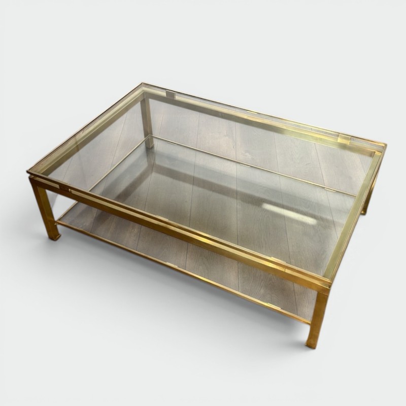Modernist Brass and Glass Coffee Table, Guy Lefèvre for Maison Jansen, circa 1970 | Maison BARROIS