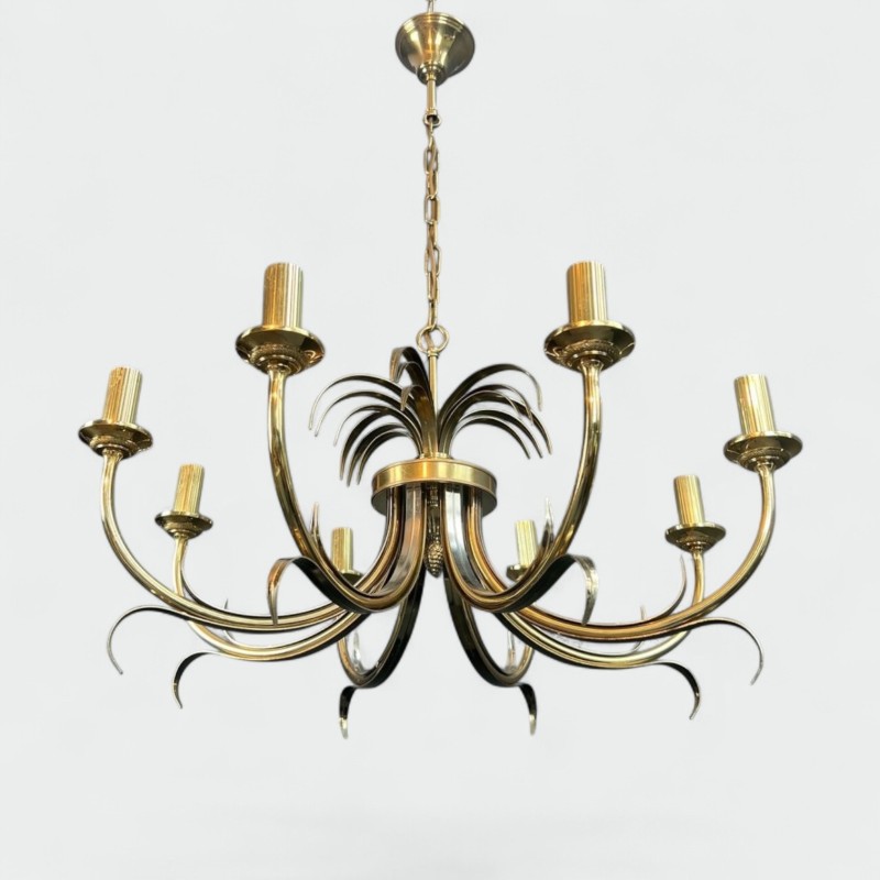 Pineapple Chandelier, Brushed & Gilt Metal, Manner of Maison Charles, circa 1970 – Maison BARROIS