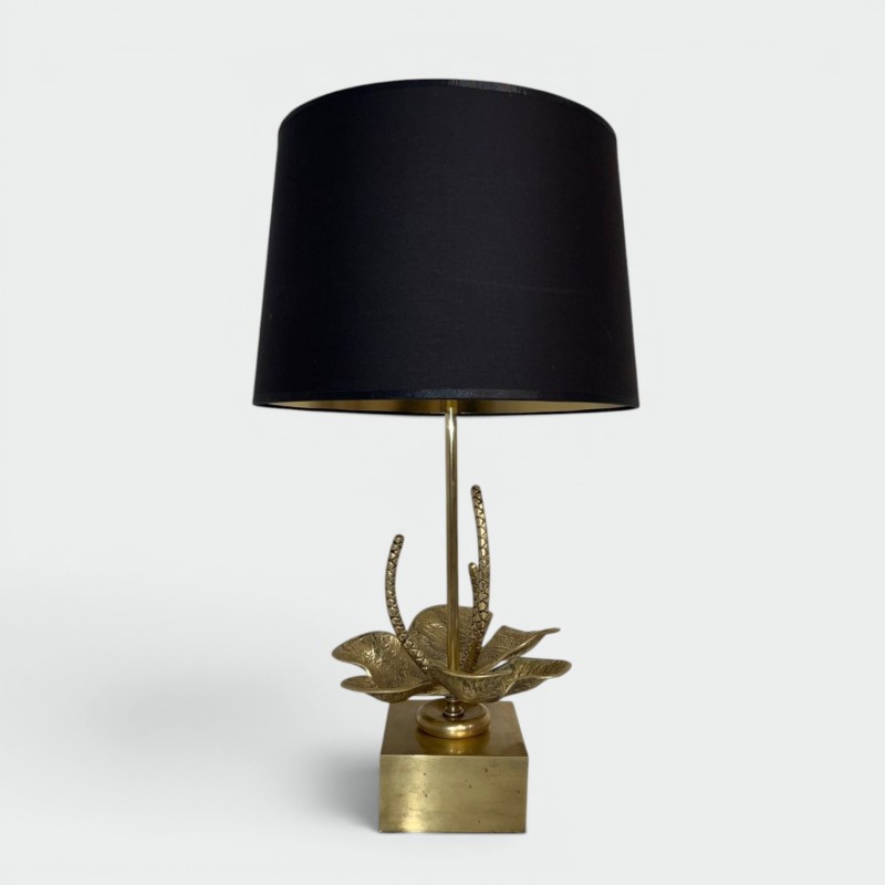 Lampe Nénuphar Bronze et Laiton, Maison Charles, vers 1970