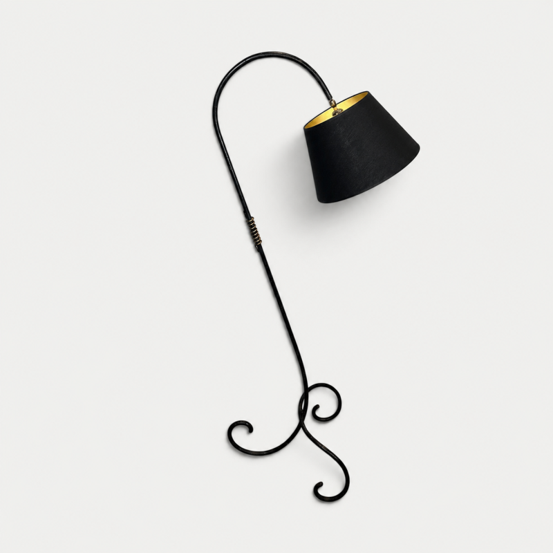Black Lacquered Brass Floor Lamp, Style of Jean Royère, c.1950 | Maison BARROIS