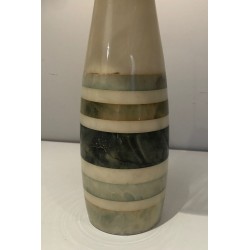 Lampe de Table en Marbre à Incrustations de Marbres Colorés, Travail Français, vers 1970