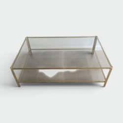 Large Bronze and Glass Coffee Table by Jacques Théophile Lepelletier, Broncz, circa 1970 | Maison BARROIS