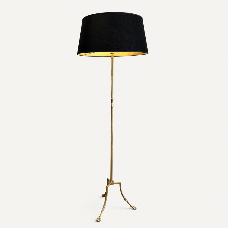 Lampadaire Néoclassique en Laiton à Piètement Tripode et Pieds Griffes, Maison Jansen, vers 1940