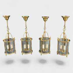 Set of Four Round Bronze Lanterns attr. Maison Jansen — Neoclassical, circa 1940