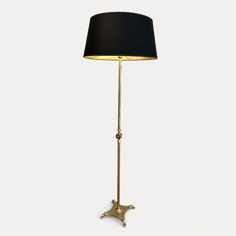 Lampadaire Néoclassique en Laiton à Pieds Griffes, Maison Jansen, vers 1940