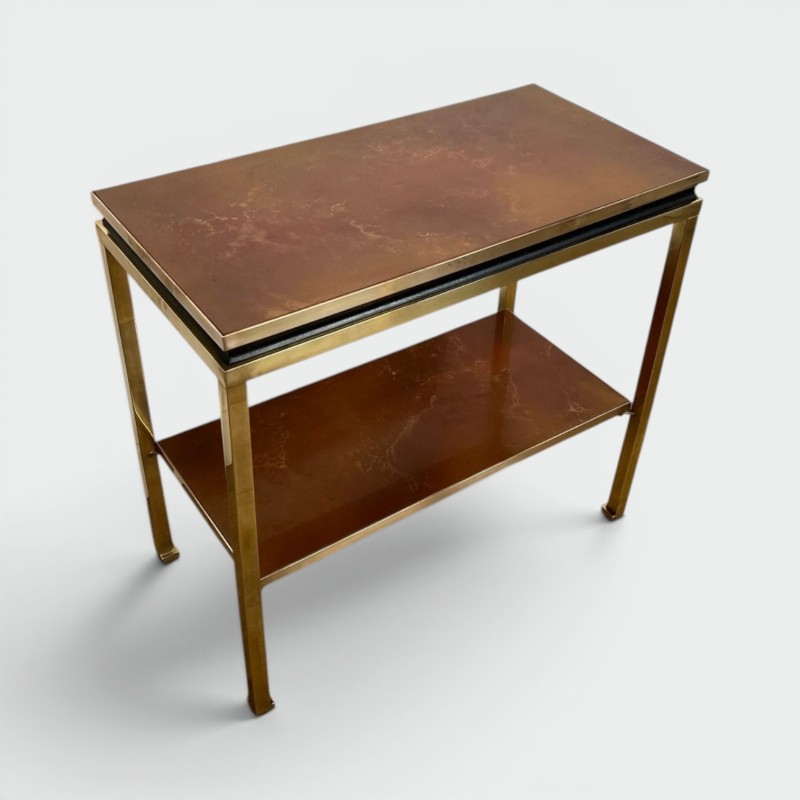 Bout de Canapé Laiton Métal Laqué Celluloïde Ambré, Guy Lefèvre, Jansen, vers 1970 | Maison BARROIS