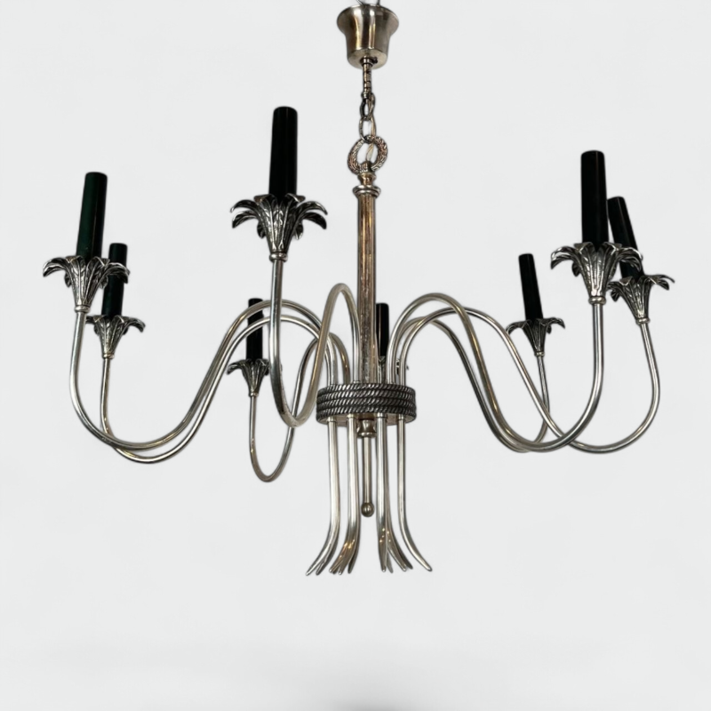 Lustre Néoclassique en Métal Argenté par Maison Charles, vers 1940 – Maison BARROIS