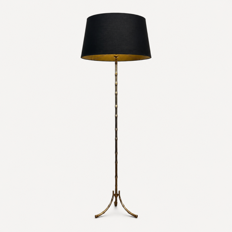 Faux-Bamboo Bronze Floor Lamp, Maison Bagués, Art Déco, circa 1940