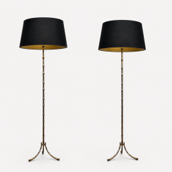 Paire de Lampadaires en Bronze Faux-Bambou, Maison Baguès, Art Déco, vers 1940