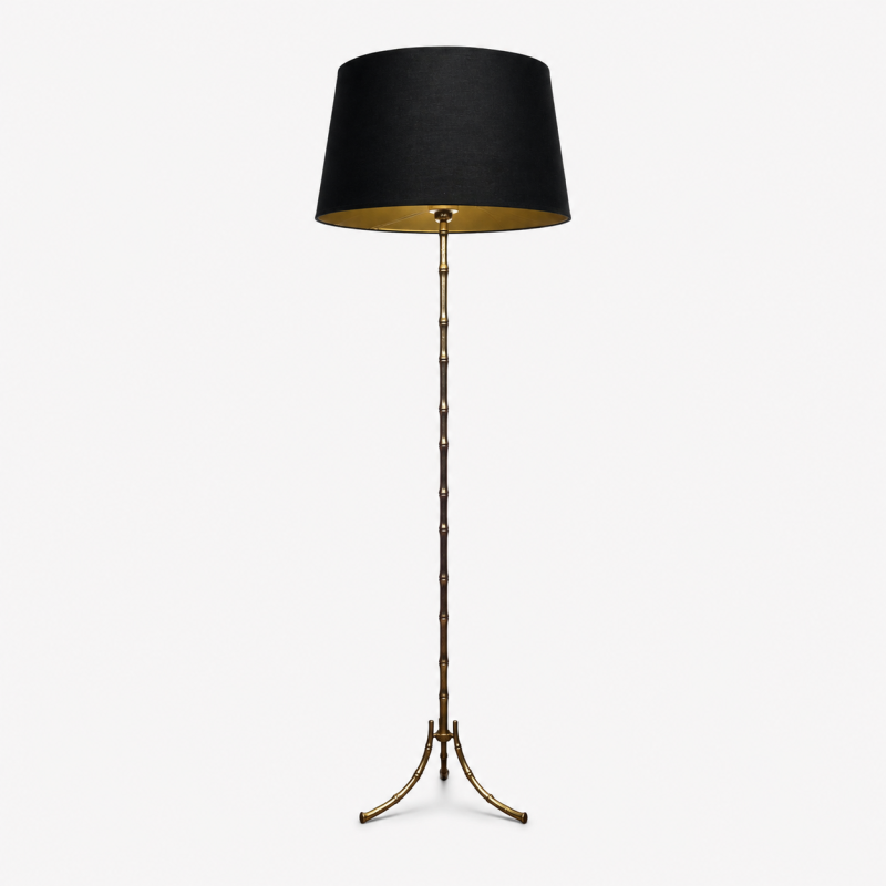Lampadaire en Bronze Faux-Bambou, Maison Baguès, Art Déco, vers 1940