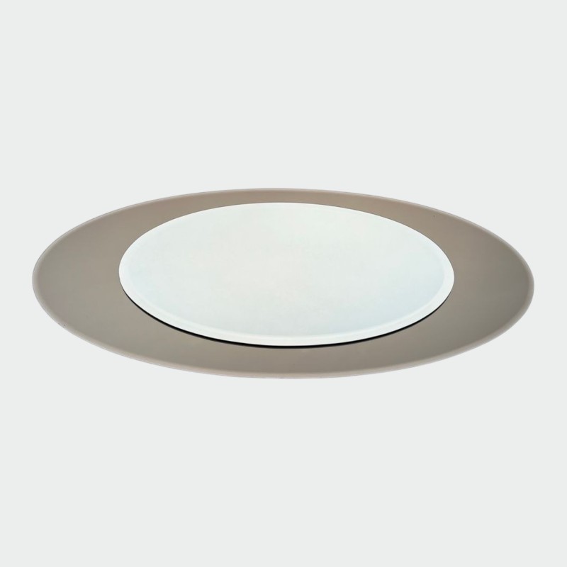 Grand Miroir Ovale Horizontal au Contour en Verre Taupe de Fontana Arte — Travail Italien, Vers 1970