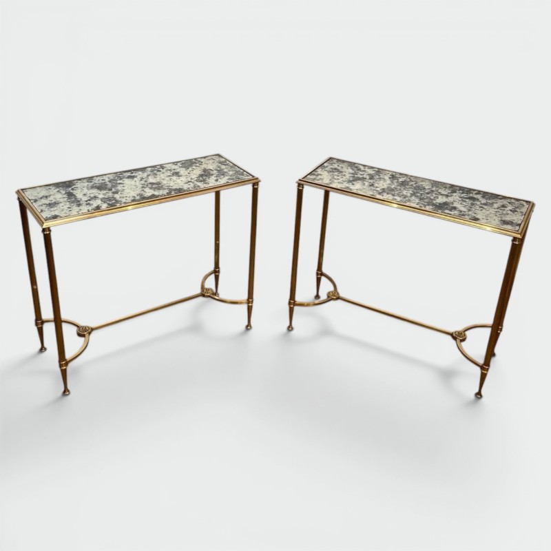 Paire de Bouts de Canapé Laiton Miroirs Églomisés, Maison Baguès, vers 1940 | Maison BARROIS