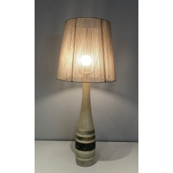 Lampe de Table en Marbre à Incrustations de Marbres Colorés, Travail Français, vers 1970