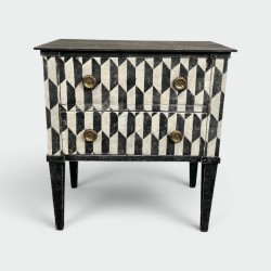 Small Italian Painted Wood Commode, Trompe-l’Oeil Checkerboard, 19th Century | Maison BARROIS