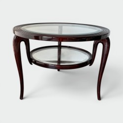 Round Walnut Two-Tier Coffee Table, Paolo Buffa, Italy, circa 1940