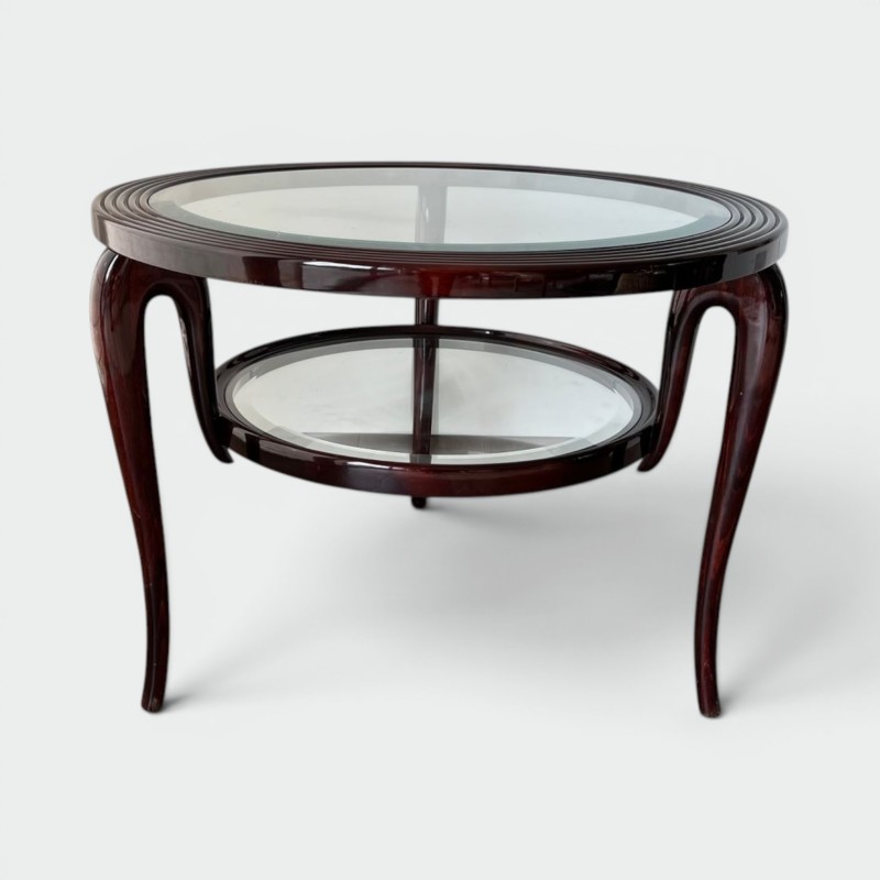 Table Basse Ronde en Noyer à Double Plateau, Paolo Buffa, Italie, vers 1940