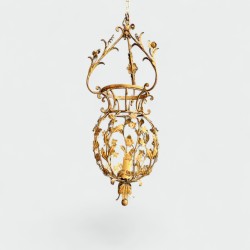 Large Gilt Iron Lantern with Foliage, Maison Baguès — Art Déco, circa 1940