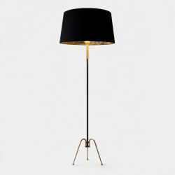Gun Metal and Brass Mid-Century Design Floor Lamp, French Work, circa 1960