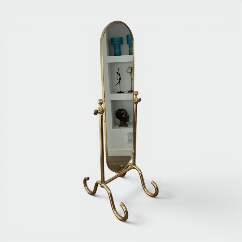Miroir Psyché Basculant en Laiton, de Sol — Travail Français, Vers 1970