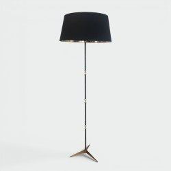 Brushed Steel and Brass Art Déco Design Floor Lamp, French Work, circa 1940