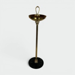 Neoclassical Brass Floor Ashtray on Black Marble Base, Style of Maison Jansen, France, circa 1940