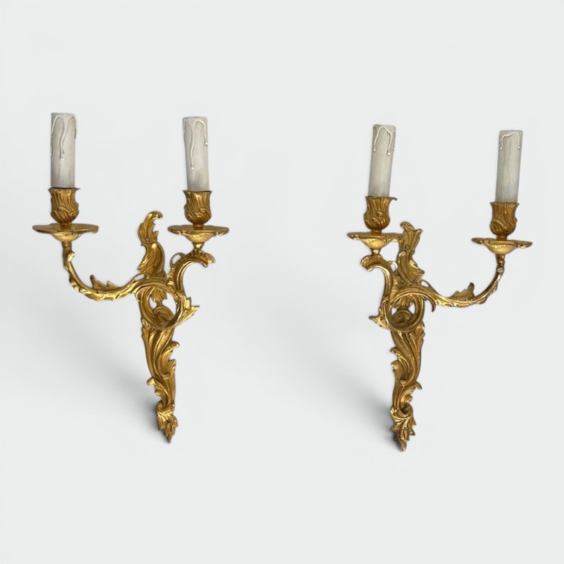 Paire d'Appliques en Bronze Doré Style Louis XV | Travail Français, vers 1940