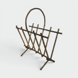 Porte-Revues Faux-Bambou Métal Doré, Maison Baguès, France, v. 1940