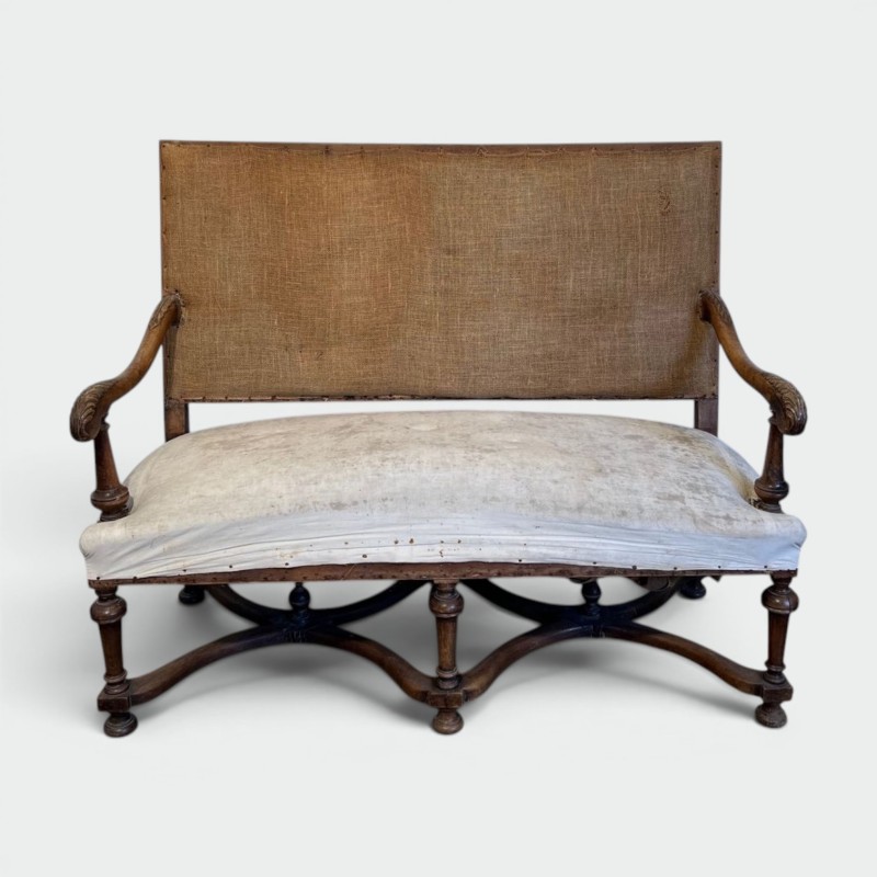 High-Backed Walnut Sofa, Louis XIII Style, French Work, circa 1880