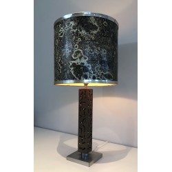 Lampe de Table Moderniste en Acier Travaillé, Travail Français, vers 1970