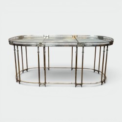 Neoclassical Coffee Table Silvered Metal & Mirrors, c.1940