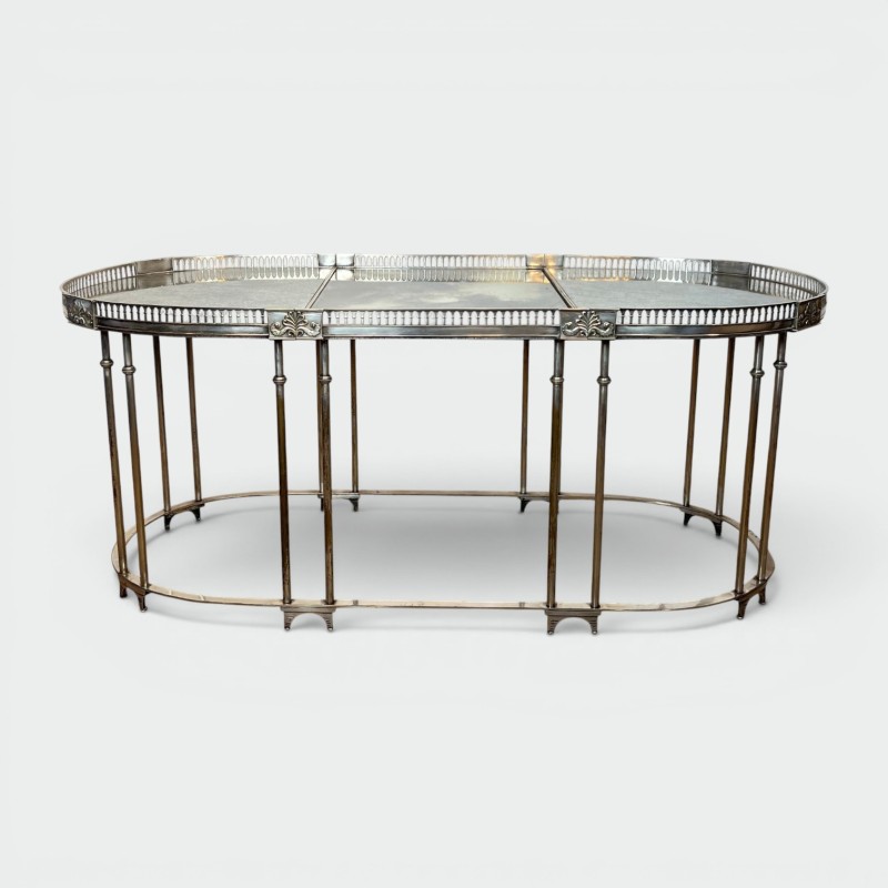 Neoclassical Coffee Table Silvered Metal & Mirrors, c.1940